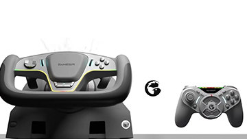 全球最小力反馈 代号 S 无线直驱方向盘手柄 、风力反馈代号 T 无线方向盘首次曝光。